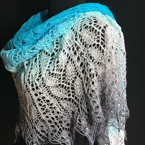 Hand knitted lace cotton gradient with beads Summer shawl wrap Gift for Her